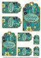 Teal Painted Colour Cherry Blossom Birthday Tag Sheet