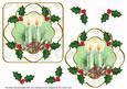 Mint Candle Duo Holly Fancy Decoupage Topper