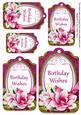 Cerise Magnolia Birthday Wishes Sentiment Tag Sheet
