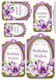 Purple Magnolia Birthday Wishes Sentiment Tag Sheet