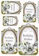 Silver Magnolia Birthday Wishes Sentiment Tag Sheet