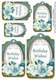 Teal Magnolia Birthday Wishes Sentiment Tag Sheet