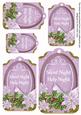 Pastel Lilac Poinsettia Silent Night Sentiment Tag Sheet