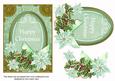 Pastel Mint Poinsettia Happy Christmas Oval 7x5in Topper