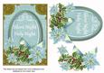 Pastel Teal Poinsettia Silent Night Oval 7x5in Topper