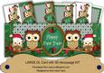 Green Christmas Owls Happy New Year Large Dl Card Kit