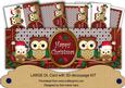 Red Christmas Owls Happy Christmas Large Dl Card Kit