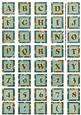 Dusky Teal Large Gold Swirl Alphabet Embellishment Sheet