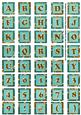 Teal Large Gold Swirl Alphabet Embellishment Sheet