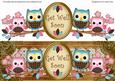 Pink Blue Owls Get Well Soon Large Dl Decoupage Topper