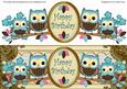 Blue1 Owls Happy Birthday Large Dl Decoupage Topper