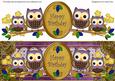 Purple Owls Happy Birthday Large Dl Decoupage Topper