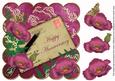 Cerise Poppy Happy Anniversary 8in Decoupage Topper