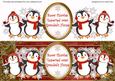Red Penguins Snow Flurries Grandad Large Dl Decoupage Topper