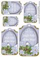 Pastel Blue Poinsettia Jingle Bells Tag Embellishment Sheet