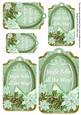 Pastel Mint Poinsettia Jingle Bells Tag Embellishment Sheet