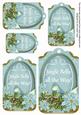 Pastel Teal Poinsettia Jingle Bells Tag Embellishment Sheet