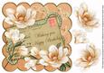 Peach Magnolia Happy Birthday 8in Decoupage Topper