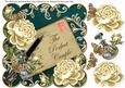 Cream Teal Roses the Perfect Couple 8in Scallop Topper