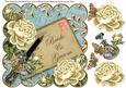 Cream Teal Roses Bride & Groom 8in Scallop Topper