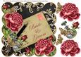 Dpink Black Roses Bride & Groom 8in Scallop Topper