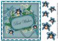 Teal Orchid Best Wishes 8in Vintage Topper