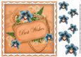Teal O Orchids Best Wishes 8in Vintage Topper