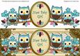Blue Cream Owls New Baby Girl Large Dl Decoupage Topper