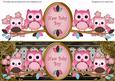 Pink Black Owls New Baby Boy Large Dl Decoupage Topper