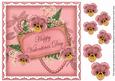 Pink Pansy Valentines Day 8in Vintage Decoupage Topper
