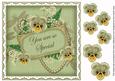 Olive Pansy So Special 8in Vintage Decoupage Topper