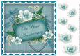Teal Magnolia Anniversary 8in Vintage Decoupage Topper