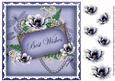 Dark Blue Magnolia Best Wishes 8in Vintage Decoupage Topper