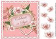 Pink Magnolia Celebrate 8in Vintage Decoupage Topper