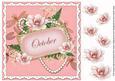 Pink Magnolia October 8in Vintage Decoupage Topper
