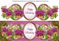 Cerise Pansy Happy Birthday Large Dl Topper