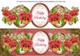 Dark Red Pansy Happy Birthday Large Dl Topper