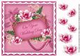 Cerise Magnolia Wedding Day 8in Vintage Decoupage Topper
