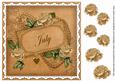 Coffee Roses July 8in Vintage Decoupage Topper