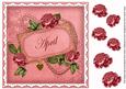 Cerise Roses April 8in Vintage Decoupage Topper