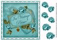 Teal Rose in Vintage Prime 8in Decoupage Topper