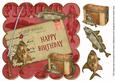 Red Fishing Happy Birthday 8in Decoupage Step by Step