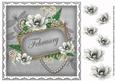 Silver Magnolia February 8in Vintage Decoupage Topper
