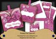 Cerise Birdcage Happy Birthday Vintage Pocket Pull Card Kit
