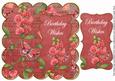 Dark Red Sweetpea Birthday Wishes 8in Scallop Topper