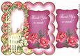 Cerise Rose Arch Thank You 8in Scallop Topper