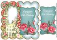 Teal Rose Arch 35th Birthday 8in Scallop Topper