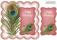 Pink Peacock Happy Birthday 8in Scallop Topper
