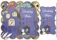 Dblue Birdcage Birthday Wishes 8in Scallop Topper