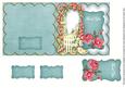Teal Rose Arch Thank You 5in Folded Card with Topper